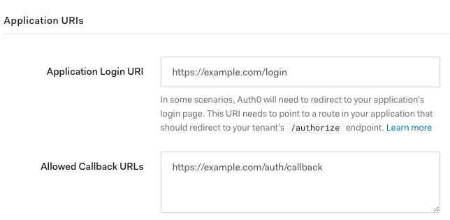 Screenshot - Auth0 application config