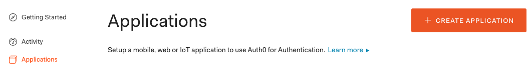 Screenshot - Auth0 create application