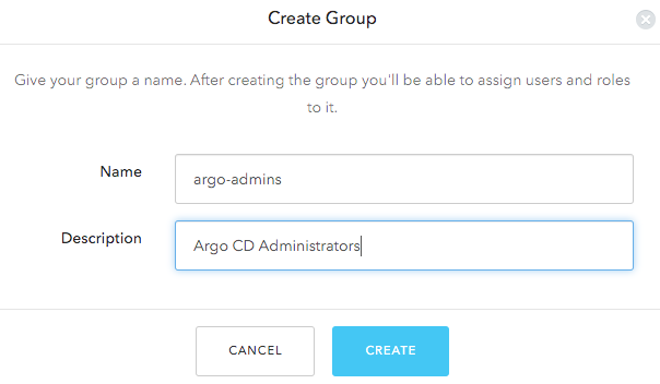 Screenshot - Auth0 authorization - Create Group